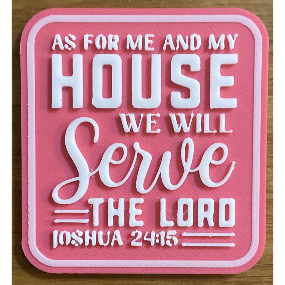 Fridge Magnet, 3" x 2.77" As For Me and My House - White over Pink M3023-0103